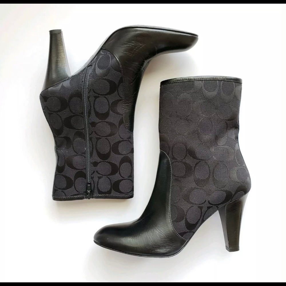 Coach Melinda Monogram Black Leather Boots
